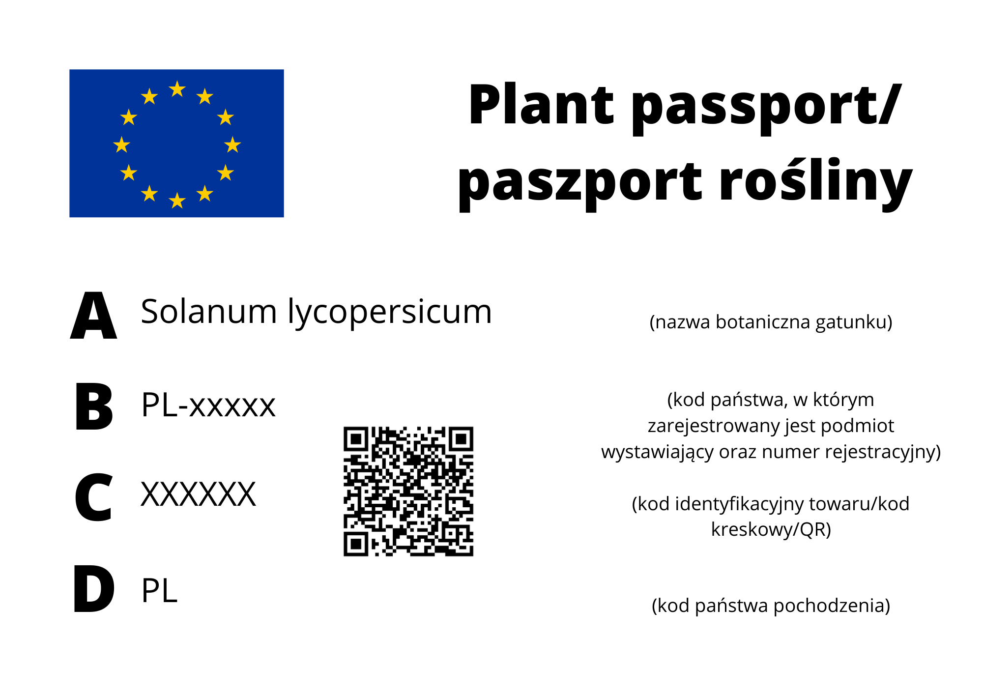 wzór paszportu rośliny